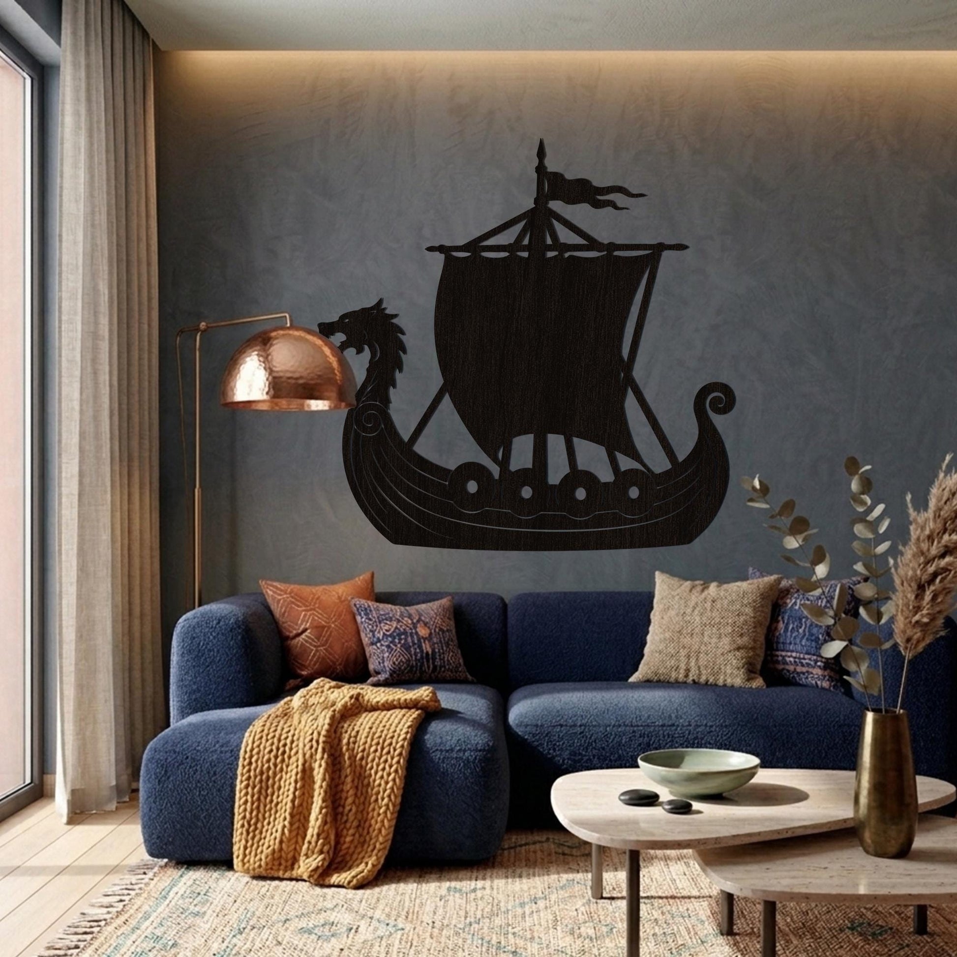 Viking Blanket - Viking Ship Wall Art, Nordic Ship Wall Art, Viking Ship Wall Decor, Viking Ship