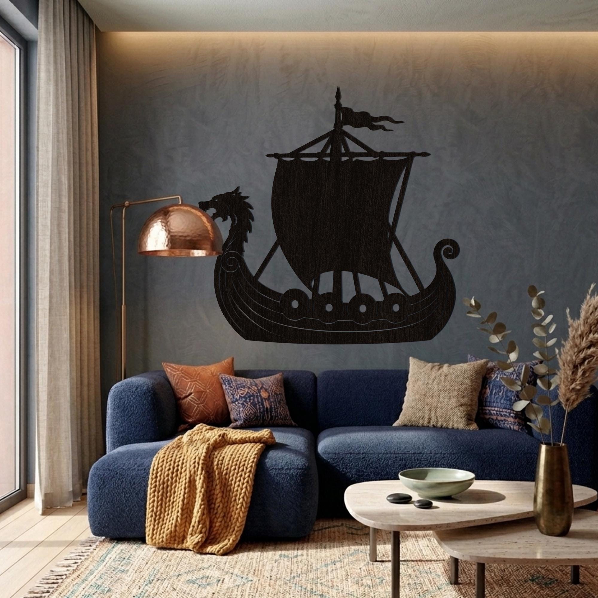 Viking Blanket - Viking Ship Wall Art, Nordic Ship Wall Art, Viking Ship Wall Decor, Viking Ship