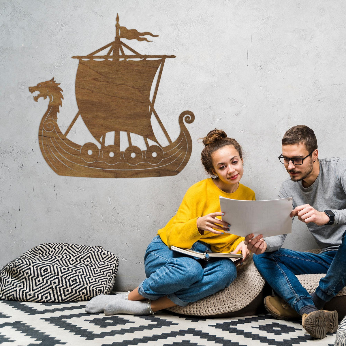 Viking Blanket - Viking Ship Wall Art, Nordic Ship Wall Art, Viking Ship Wall Decor, Viking Ship