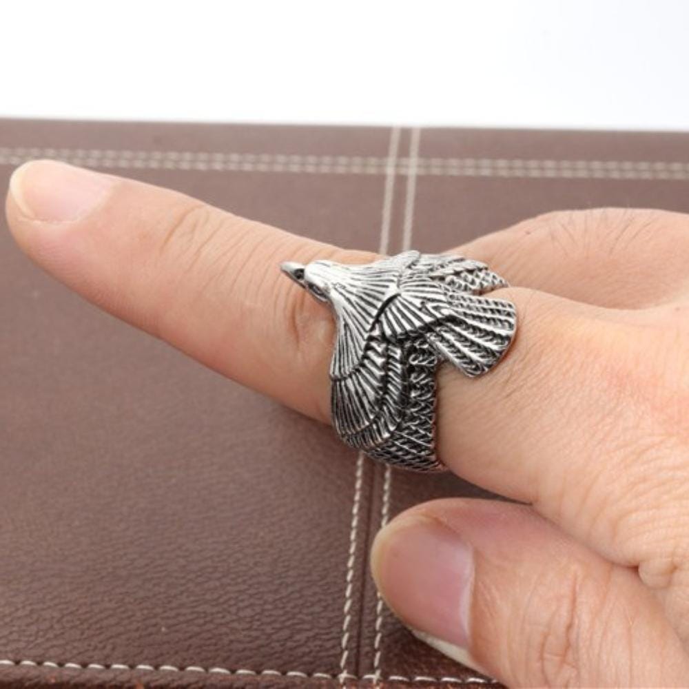 Viking Odin Ring - Viking Raven Ring for Men, Odin Raven Ring, Norse Mythology Jewelry, Flying