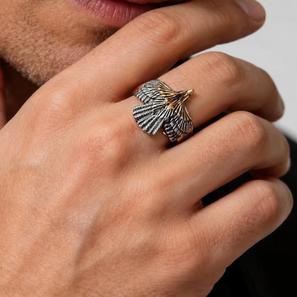 Viking Odin Ring - Viking Raven Ring for Men, Odin Raven Ring, Norse Mythology Jewelry, Flying