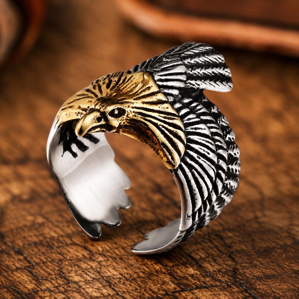 Viking Odin Ring - Viking Raven Ring for Men, Odin Raven Ring, Norse Mythology Jewelry, Flying