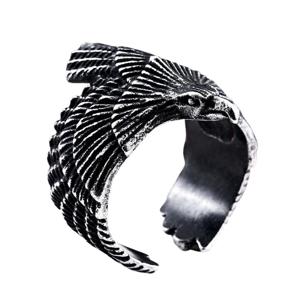 Viking Odin Ring - Viking Raven Ring for Men, Odin Raven Ring, Norse Mythology Jewelry, Flying