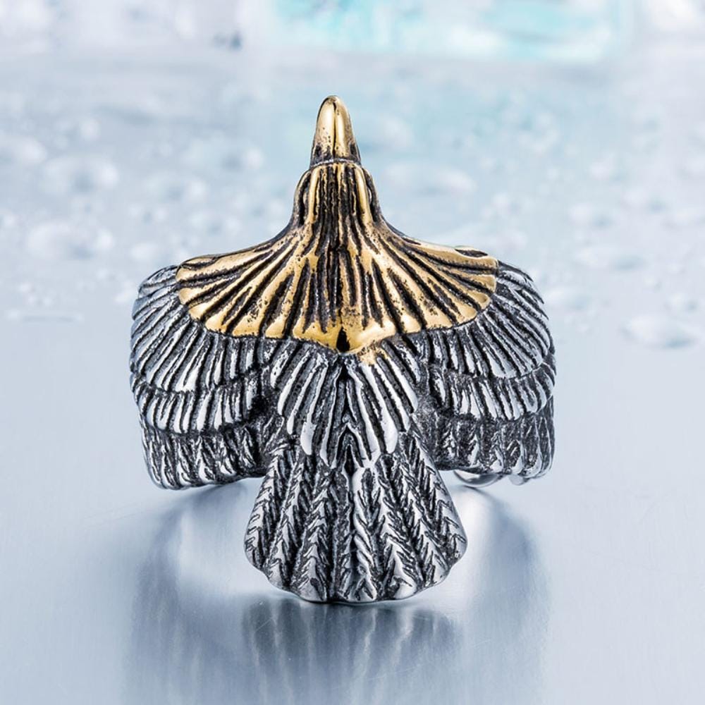 Viking Odin Ring - Viking Raven Ring for Men, Odin Raven Ring, Norse Mythology Jewelry, Flying