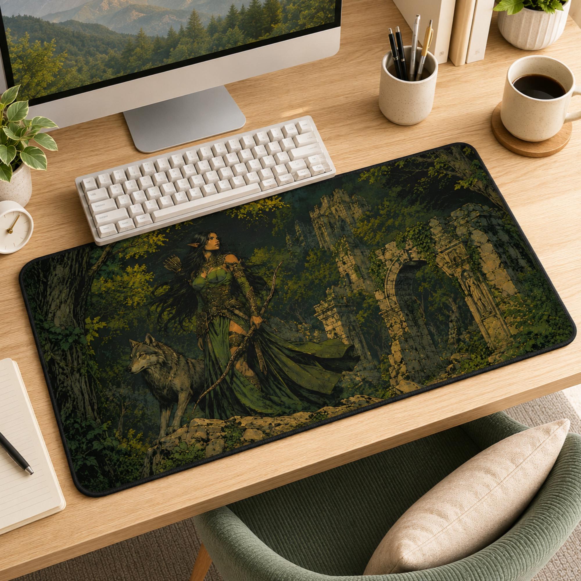 Viking Thor's Hammer Leather Accessory - Viking Desk Mat - Norse Mythology Mouse Pad, Longship &