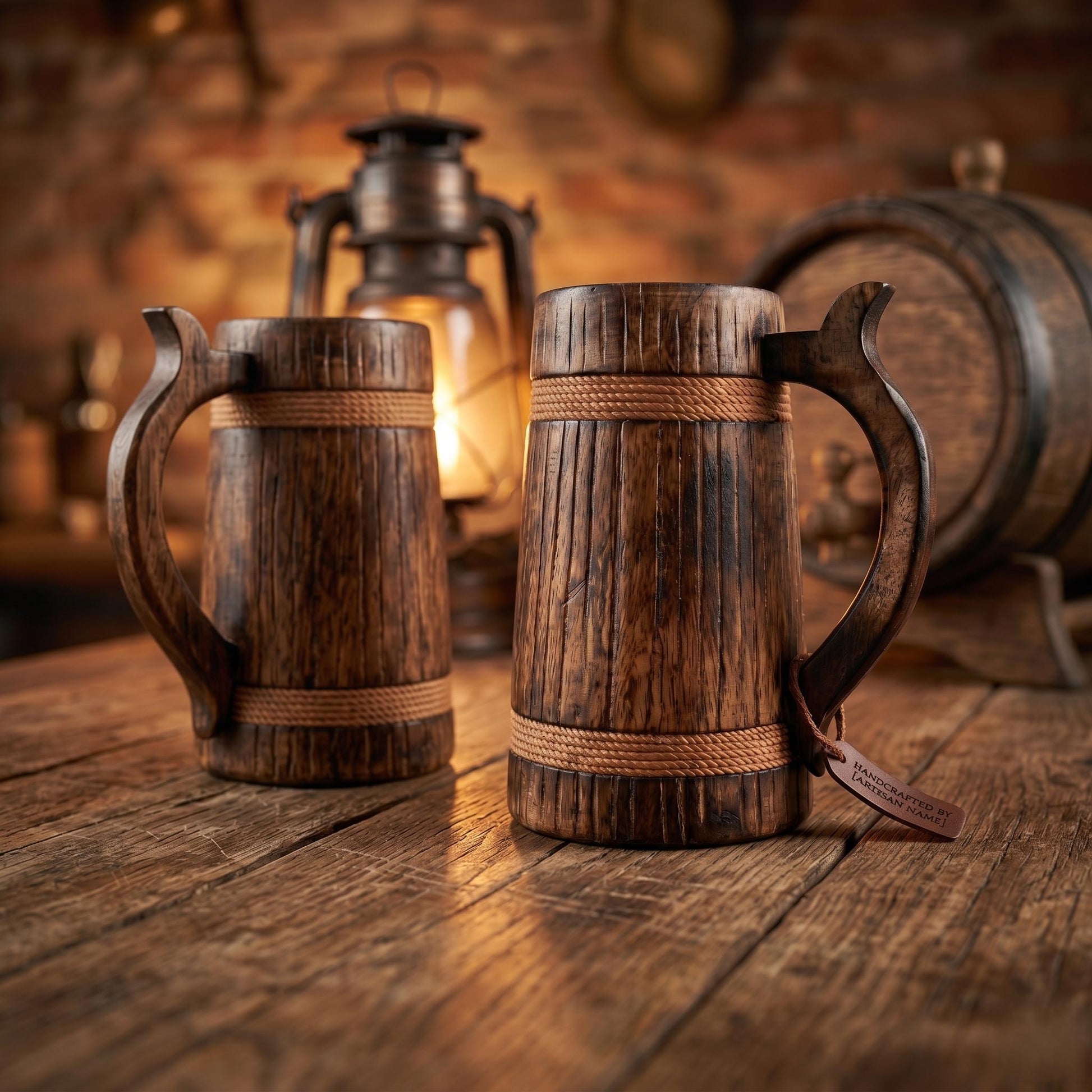 Viking Mug - Handcrafted Wooden Beer Mug: Rustic Viking Tankard with Stainless Steel Lining