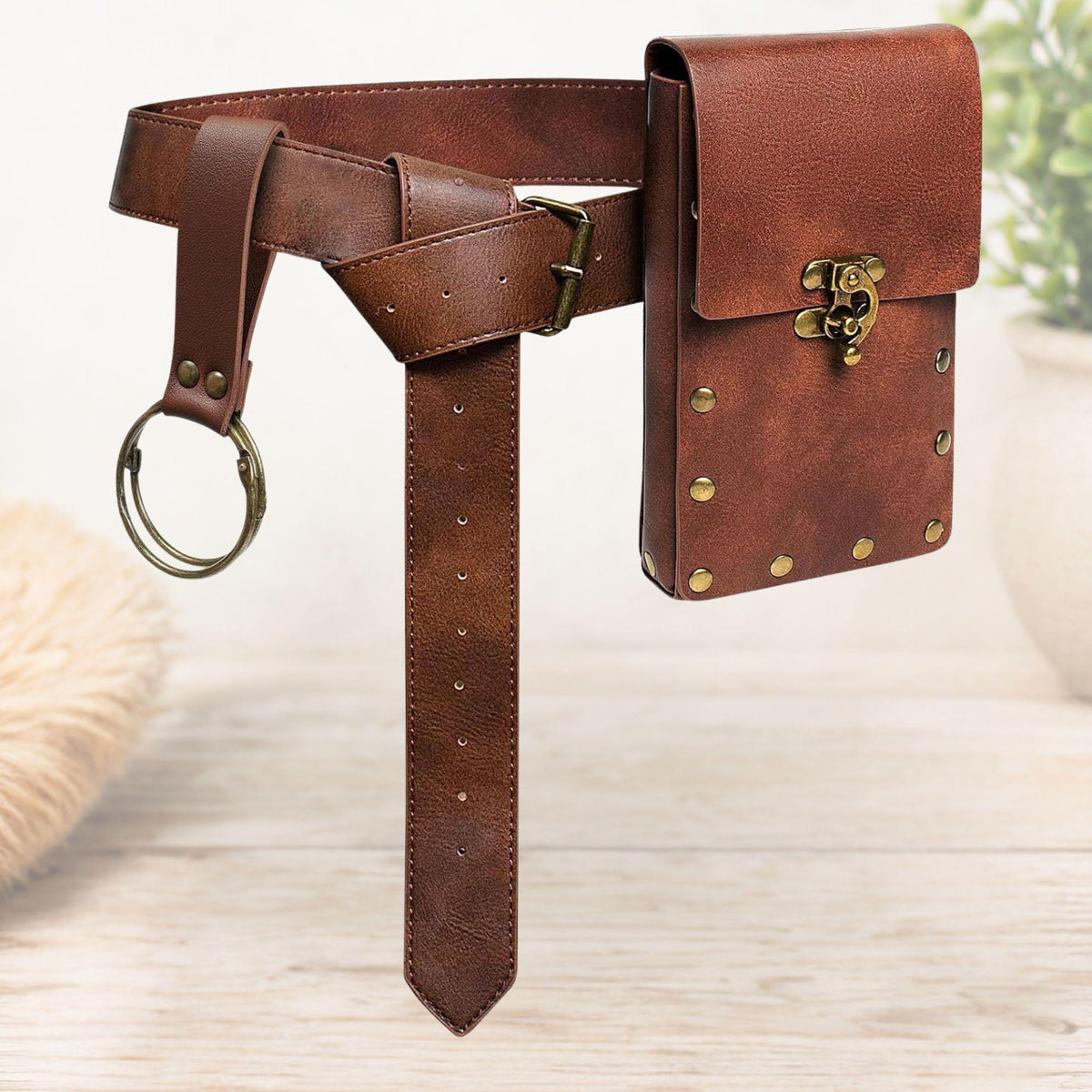 Viking Costume & LARP - Renaissance Fair Belt Pouch Set Viking Bracer Medieval Costume Accessories