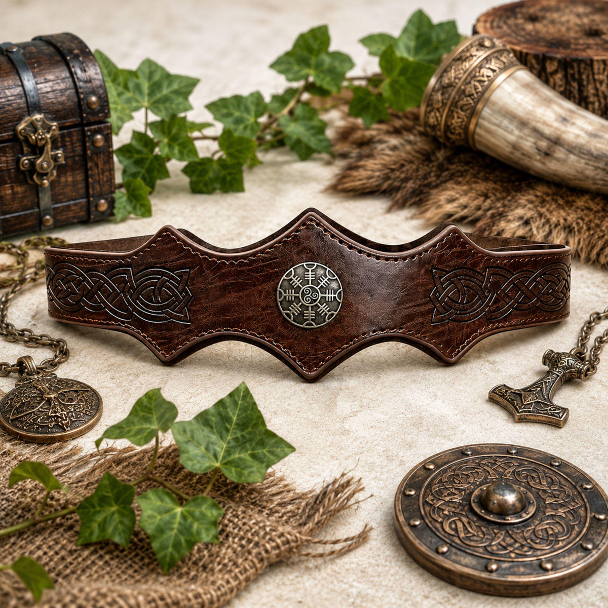 Viking Costume & LARP - Renaissance Fair Belt Pouch Set Viking Bracer Medieval Costume Accessories