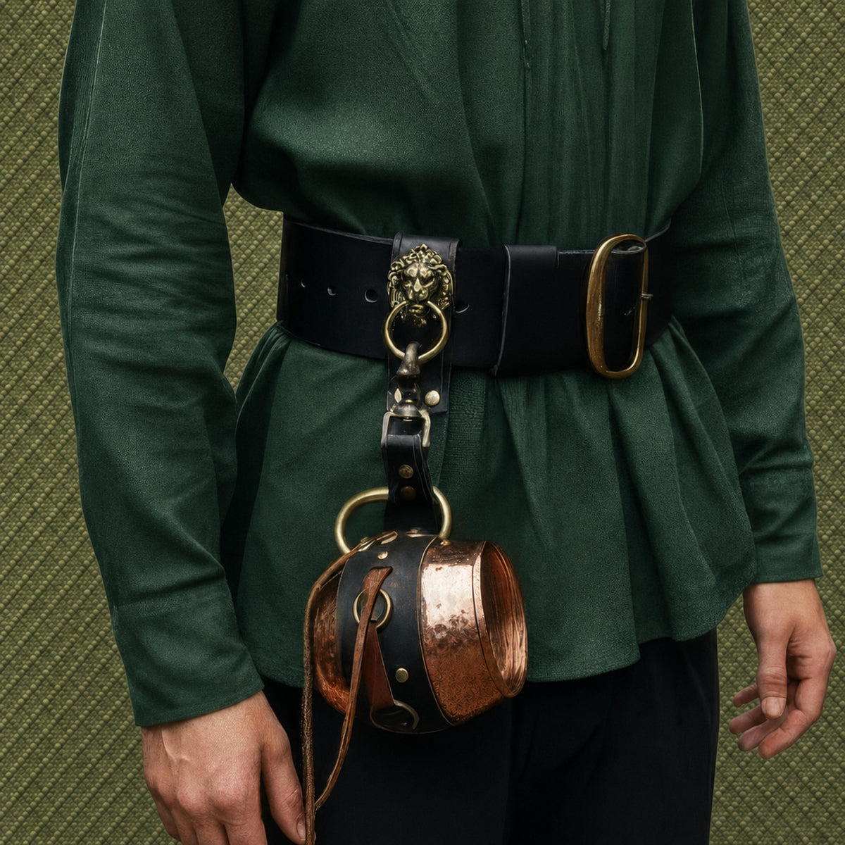 Viking Ring - Medieval Leather Belt Key Holder, Renaissance Keychain Belt Loop, Viking Cosplay