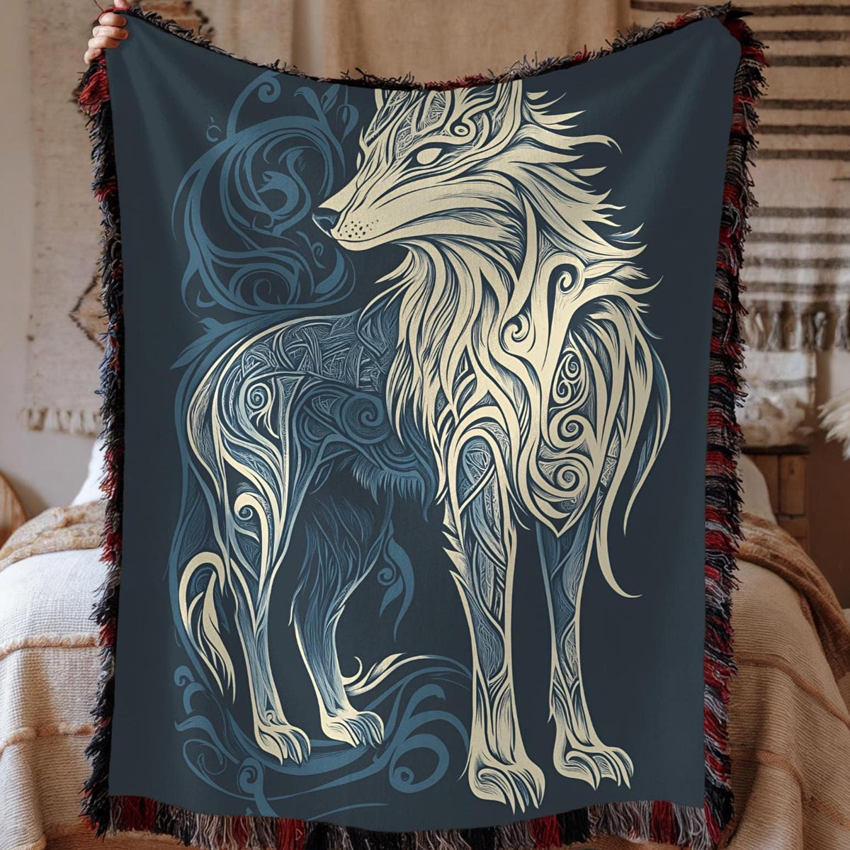 Viking Blanket - Viking Bear Fleece Blanket, Norse Berserker Arctic Throw, Crossed Battle Axes