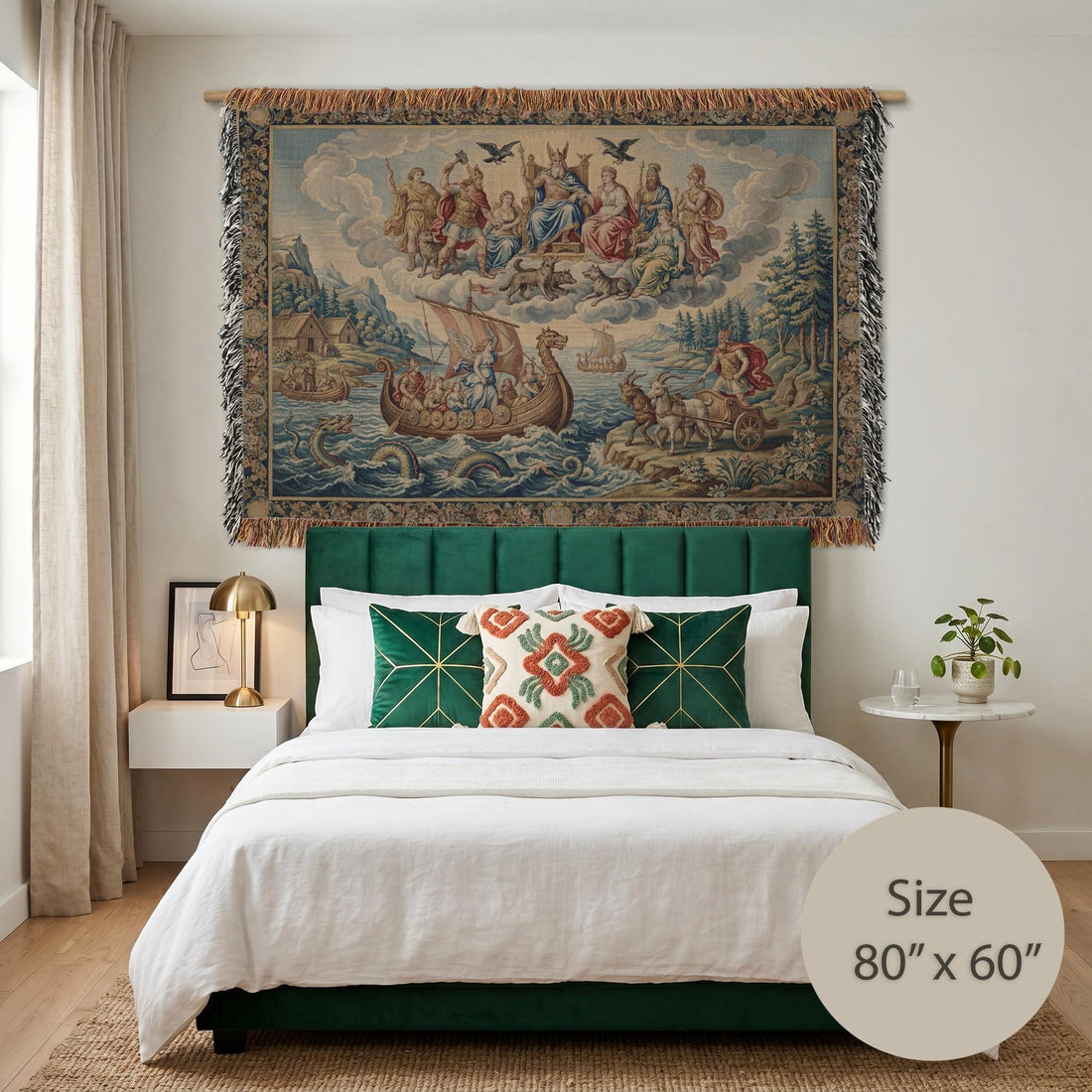 Viking Blanket - Norse Mythology Woven Blanket, Viking Gods Tapestry, Historic Nordic Art Throw