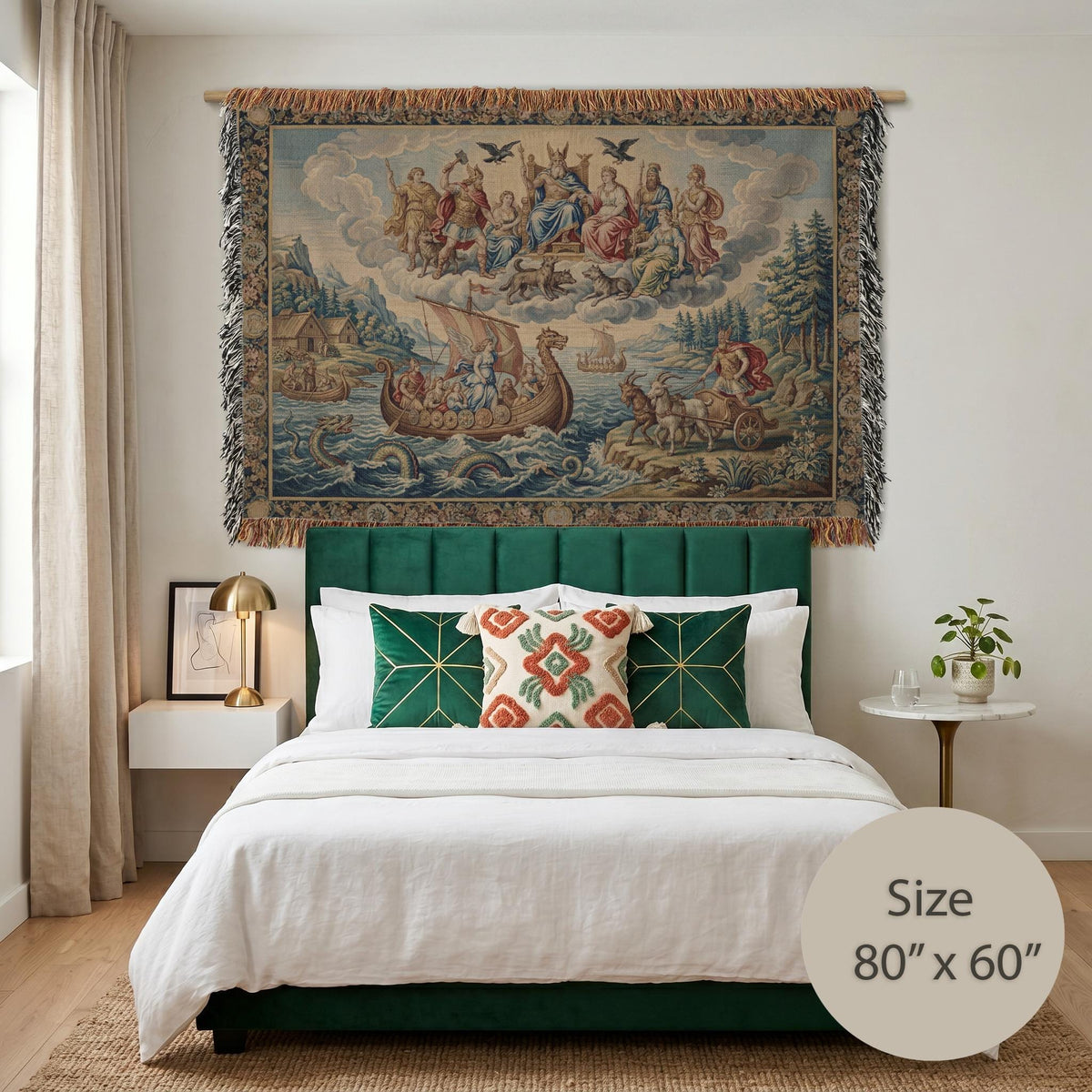 Viking Blanket - Norse Mythology Woven Blanket, Viking Gods Tapestry, Historic Nordic Art Throw