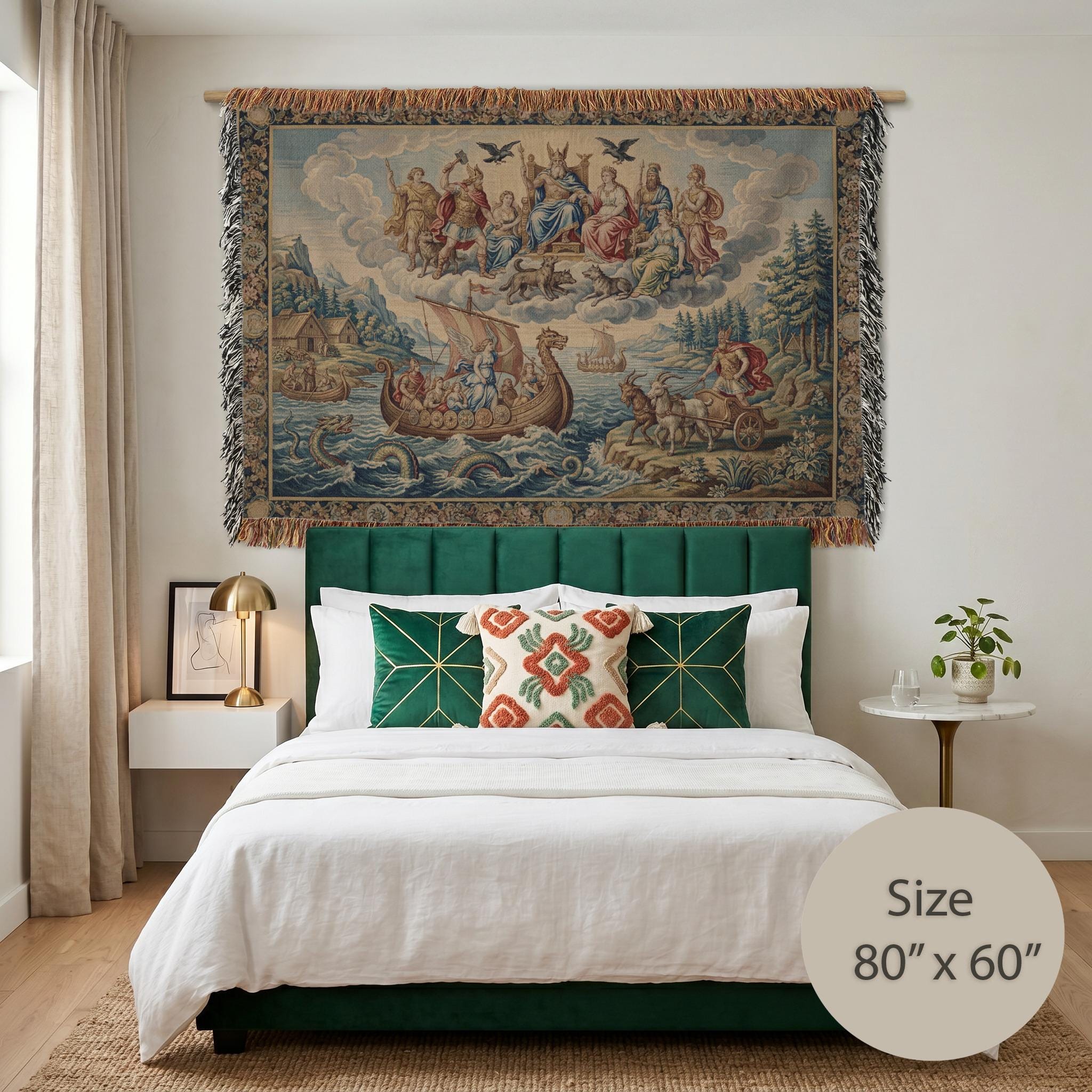 Viking Blanket - Norse Mythology Woven Blanket, Viking Gods Tapestry, Historic Nordic Art Throw