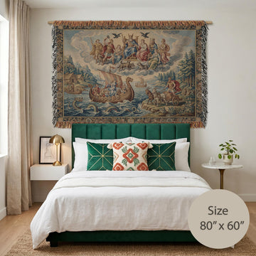 Viking Blanket - Norse Mythology Woven Blanket, Viking Gods Tapestry, Historic Nordic Art Throw