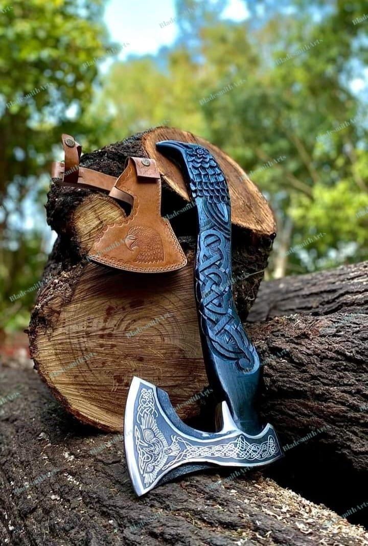 Viking Wolf Weapon Replica - Handmade Viking Raven Axe, Wolf Axe, Norse Hatchet, Medieval Axe