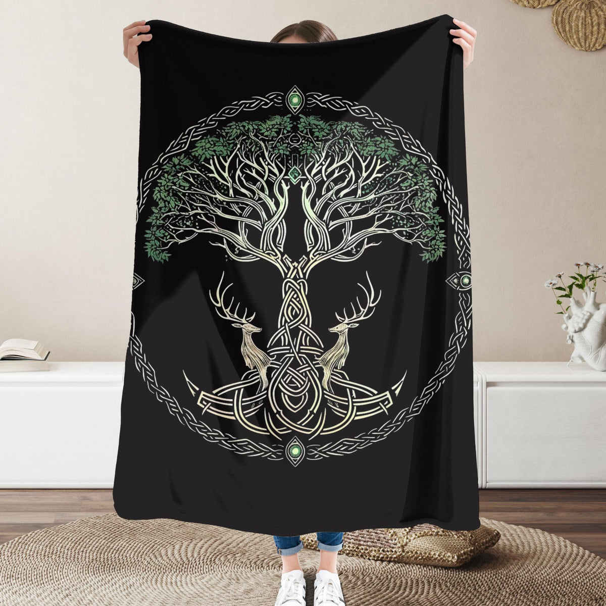 Viking Yggdrasil Tree of Life Blanket - Yggdrasil Minky Large Blanket 60x80, Tree of Life Throw