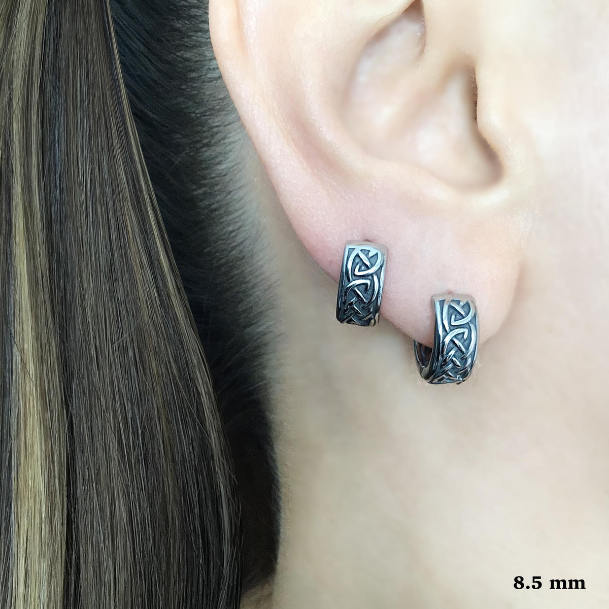 Viking Jewelry Accessory - Celtic braid hoop earrings, 8mm and 11 mm hoops, Viking earrings