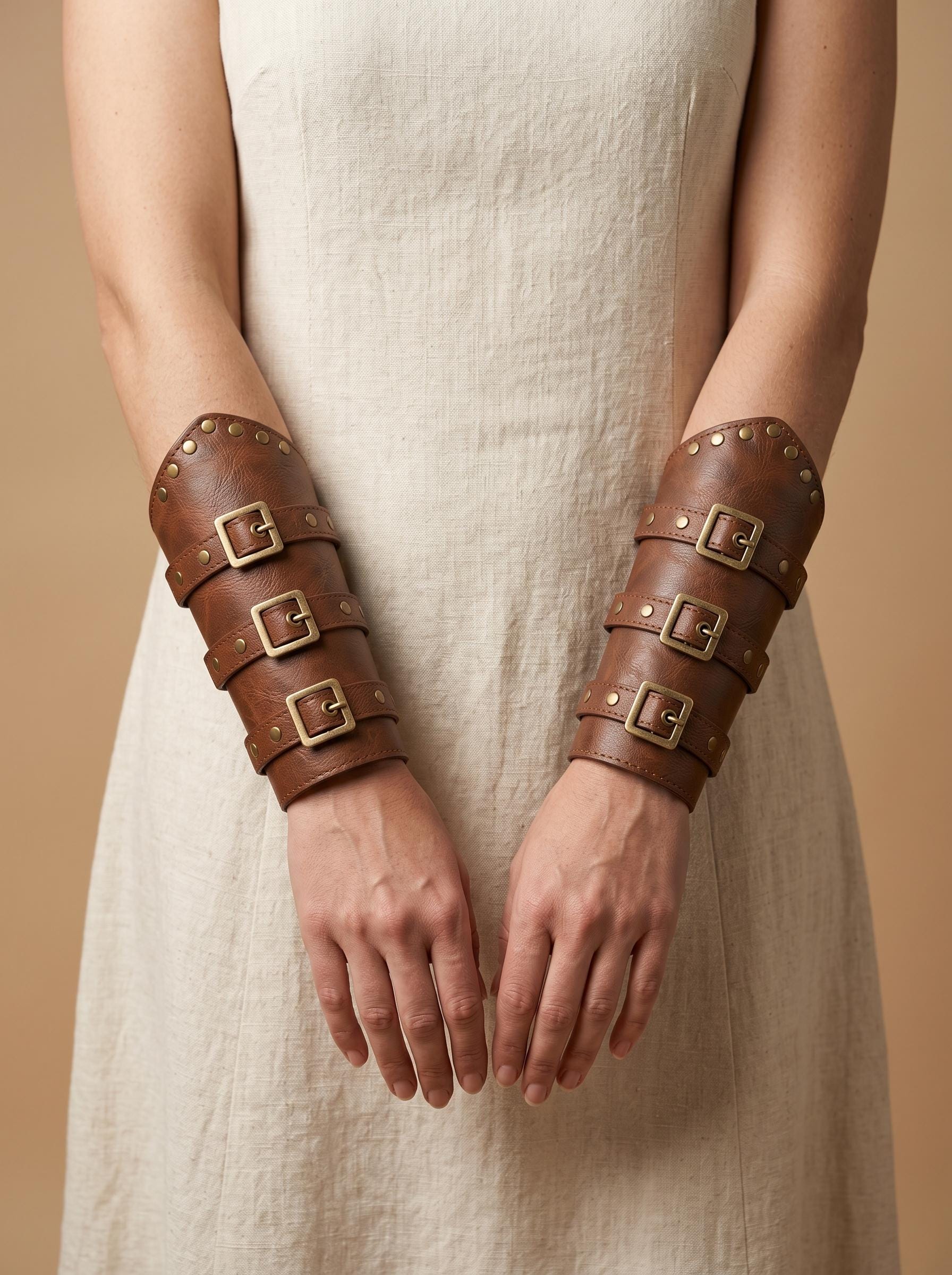 Viking Costume & LARP - Medieval Belt Set, Ren Faire Viking Cosplay Belt, Bracers Bags, Steampunk