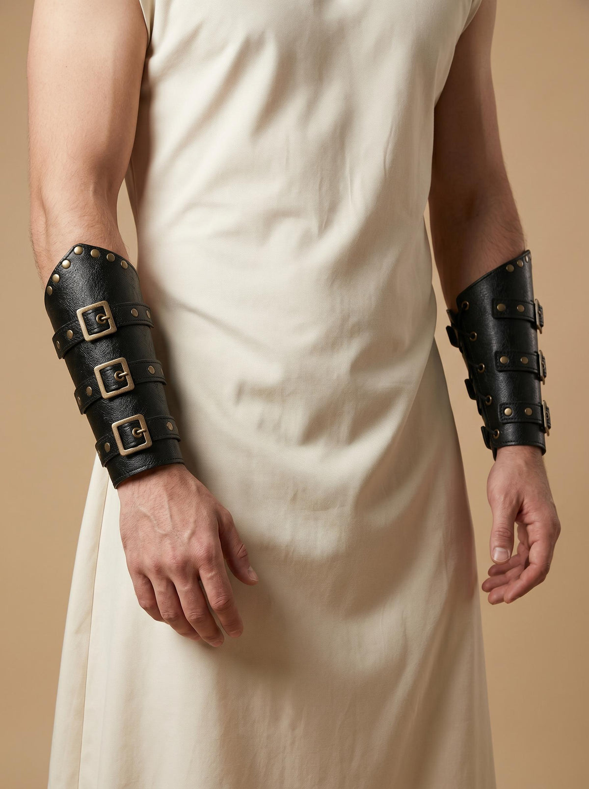 Viking Costume & LARP - Medieval Belt Set, Ren Faire Viking Cosplay Belt, Bracers Bags, Steampunk