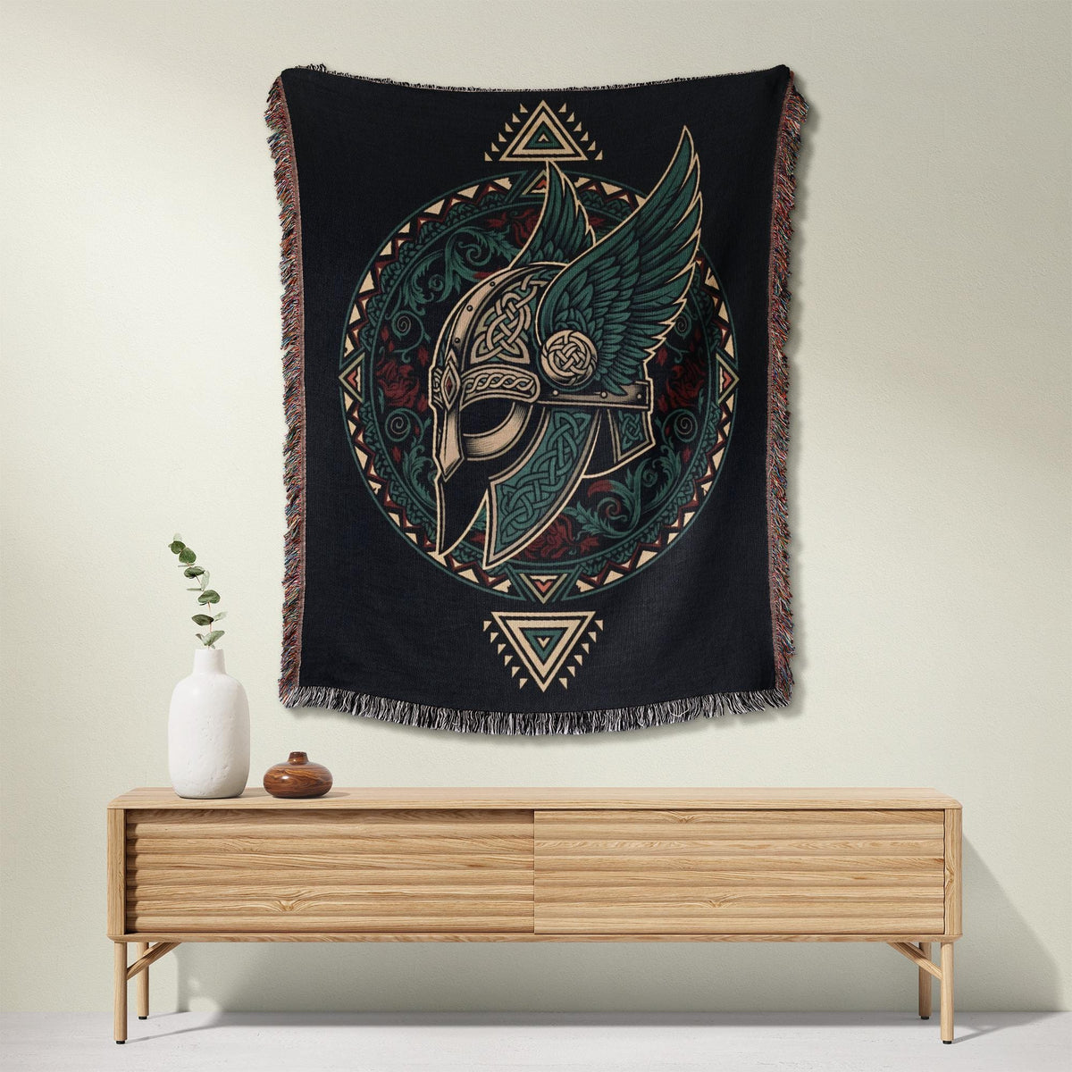 Viking Odin Blanket - Norse Mythology Woven Blanket - Odin Valknut Throw, Viking Warrior Art Gift
