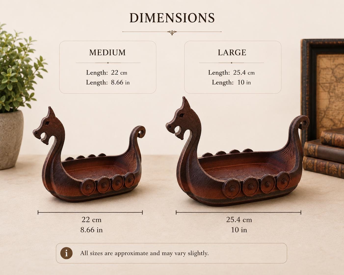 Viking Longship Home Decor - Viking Ship Trinket Tray, Norse Dragon Boat Coin Holder, Desk Organizer