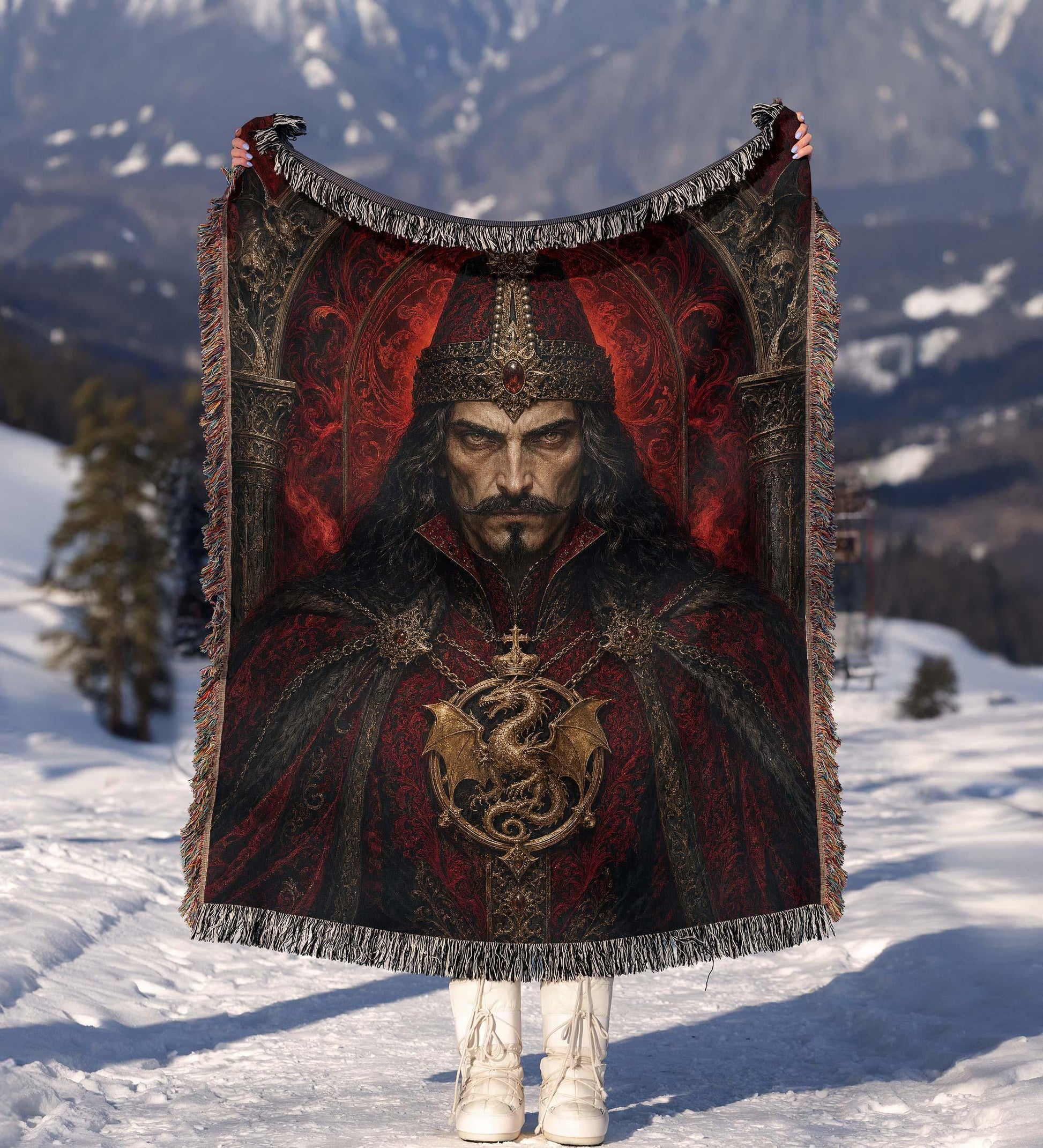 Viking Odin Blanket - Dark Fantasy Odin Woven Blanket, Norse God Viking Wall Art, Gothic Man Cave
