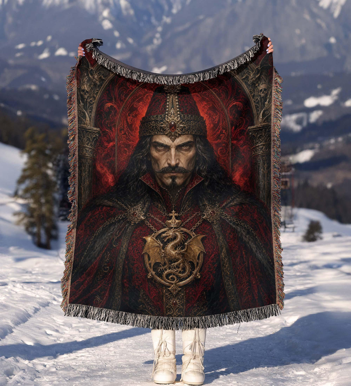 Viking Odin Blanket - Dark Fantasy Odin Woven Blanket, Norse God Viking Wall Art, Gothic Man Cave