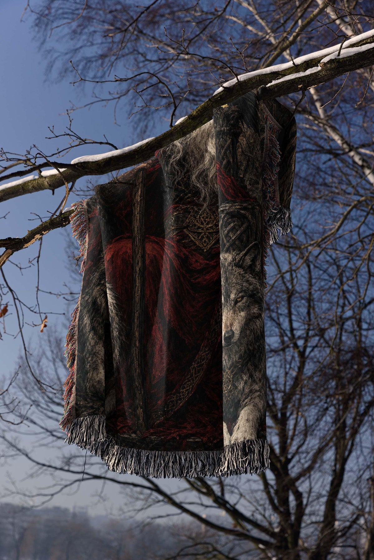 Viking Odin Blanket - Dark Fantasy Odin Woven Blanket, Norse God Viking Wall Art, Gothic Man Cave