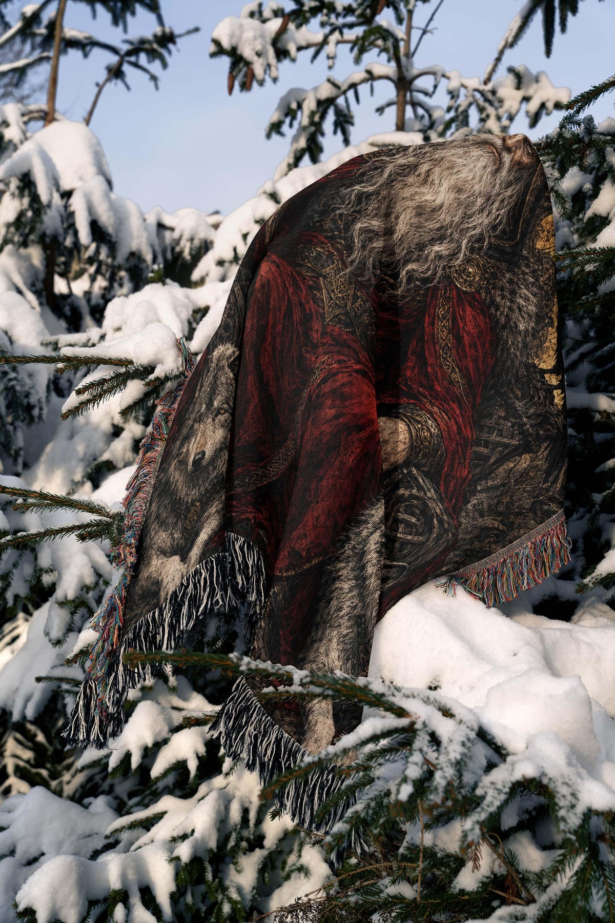 Viking Odin Blanket - Dark Fantasy Odin Woven Blanket, Norse God Viking Wall Art, Gothic Man Cave