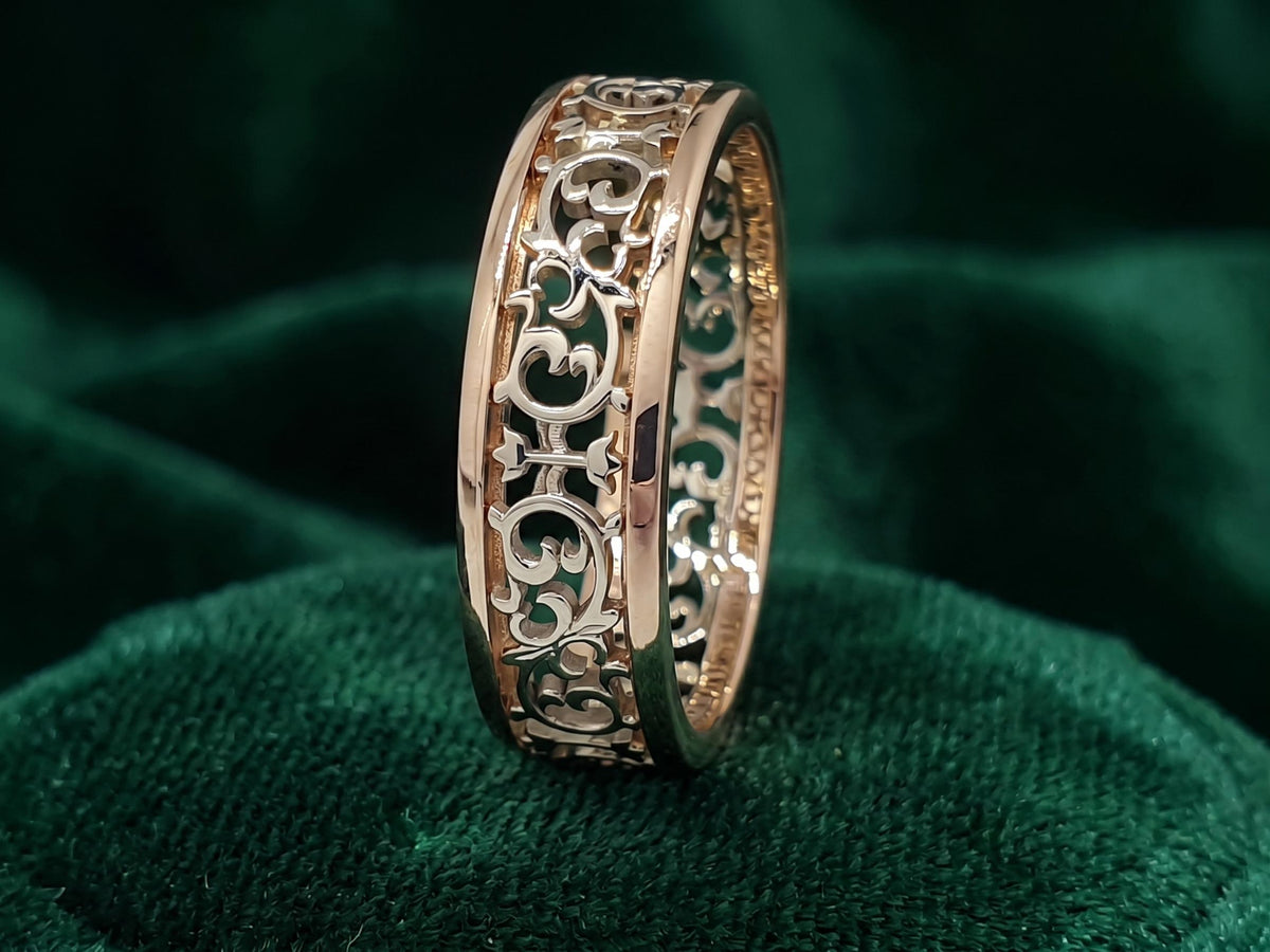 Viking Ring - Handcrafted Norse Gold Ring with Ornament, Ancient Norse Jewelry Reconstruction
