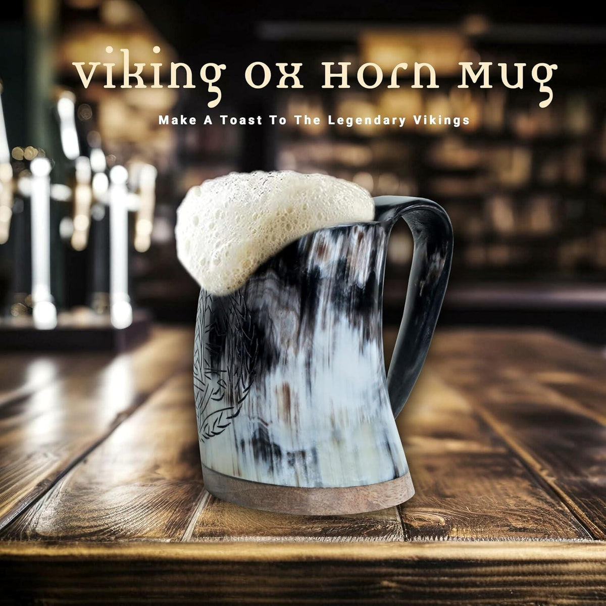 Viking Mug - Handmade Viking Horn Mug, Authentic Natural Ox Horn Tankard, 8 oz Drinking Mug for