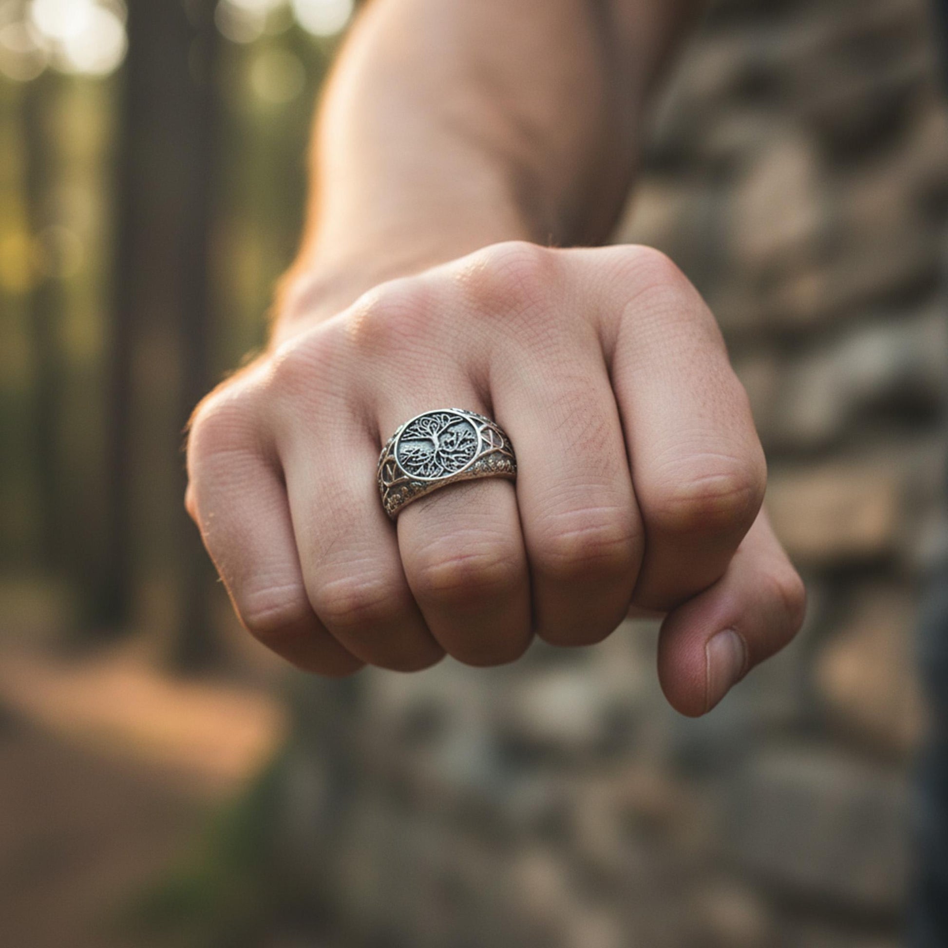Viking Yggdrasil Tree of Life Ring - 925K Sterling Silver Yggdrasil Ring: Norse Mythology Tree of
