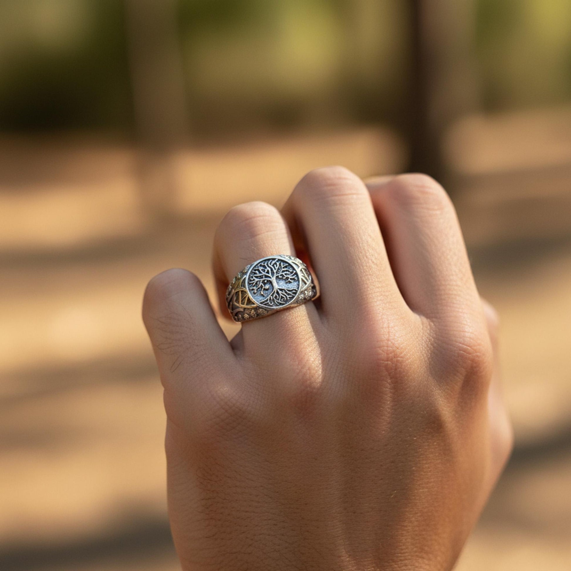 Viking Yggdrasil Tree of Life Ring - 925K Sterling Silver Yggdrasil Ring: Norse Mythology Tree of