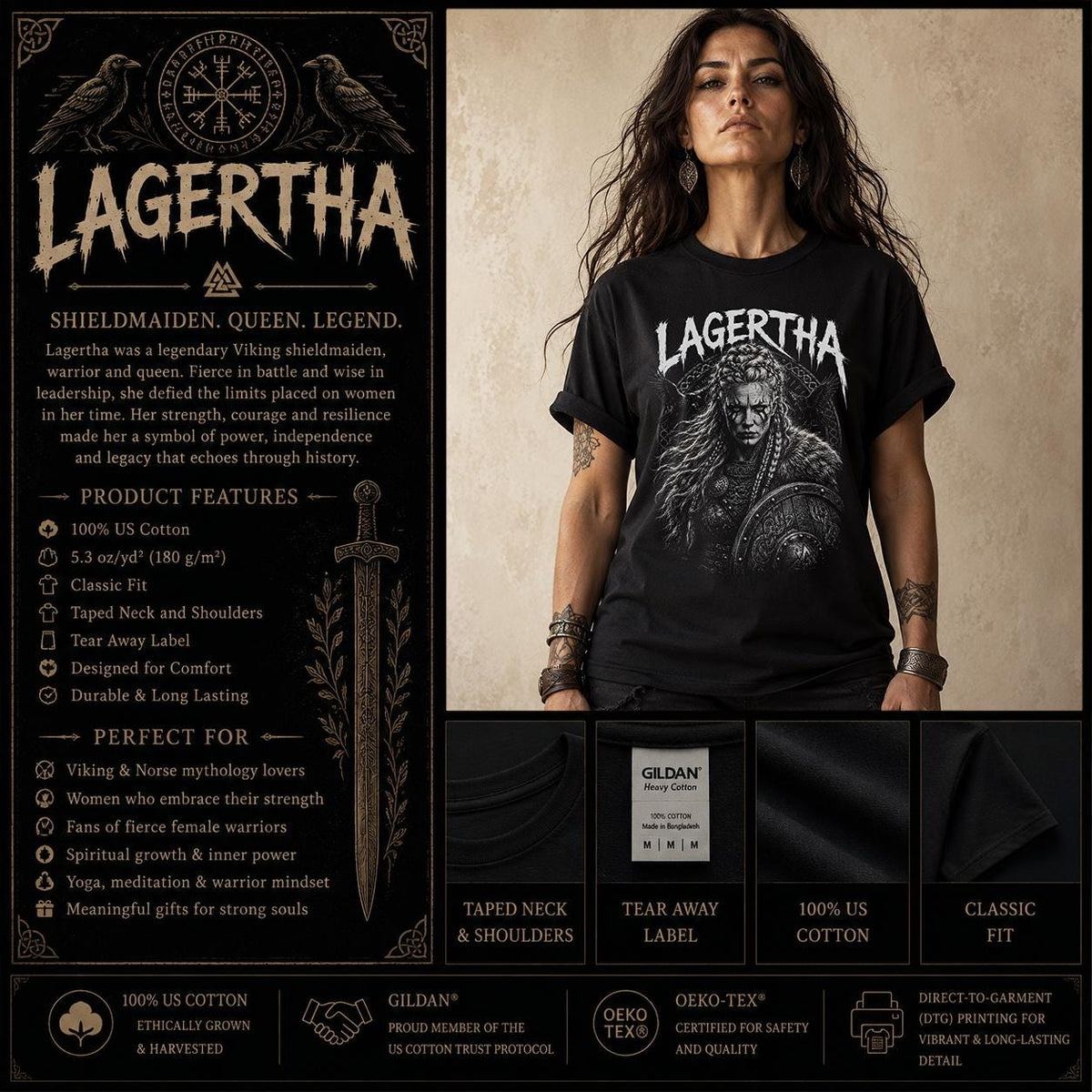 Viking T-Shirt - Lagertha Shirt: Viking Warrior Woman T Shirt, Viking Shieldmaiden Tee, Norse