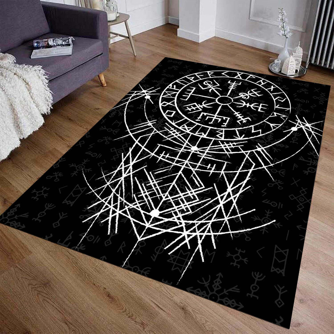 Viking Rug - Mythological Rug, Viking Rug, Viking Pattern, Scandinavian Myth, Nordic Mat, Helm of