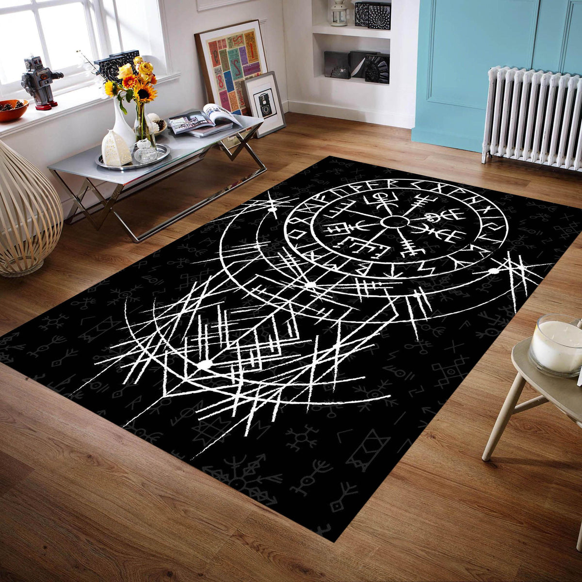 Viking Rug - Mythological Rug, Viking Rug, Viking Pattern, Scandinavian Myth, Nordic Mat, Helm of