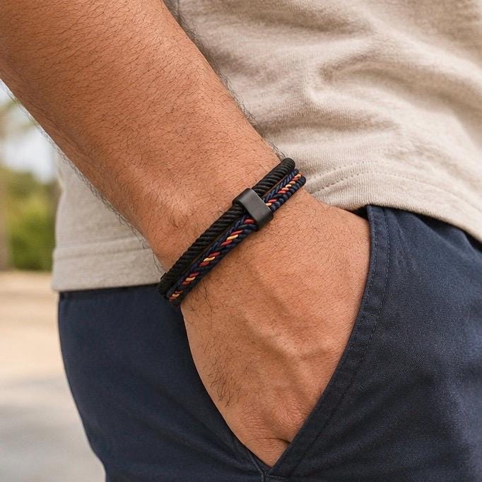 Viking Bracelet - Men’s Leather Bracelet, Viking Compass, Gift for Him