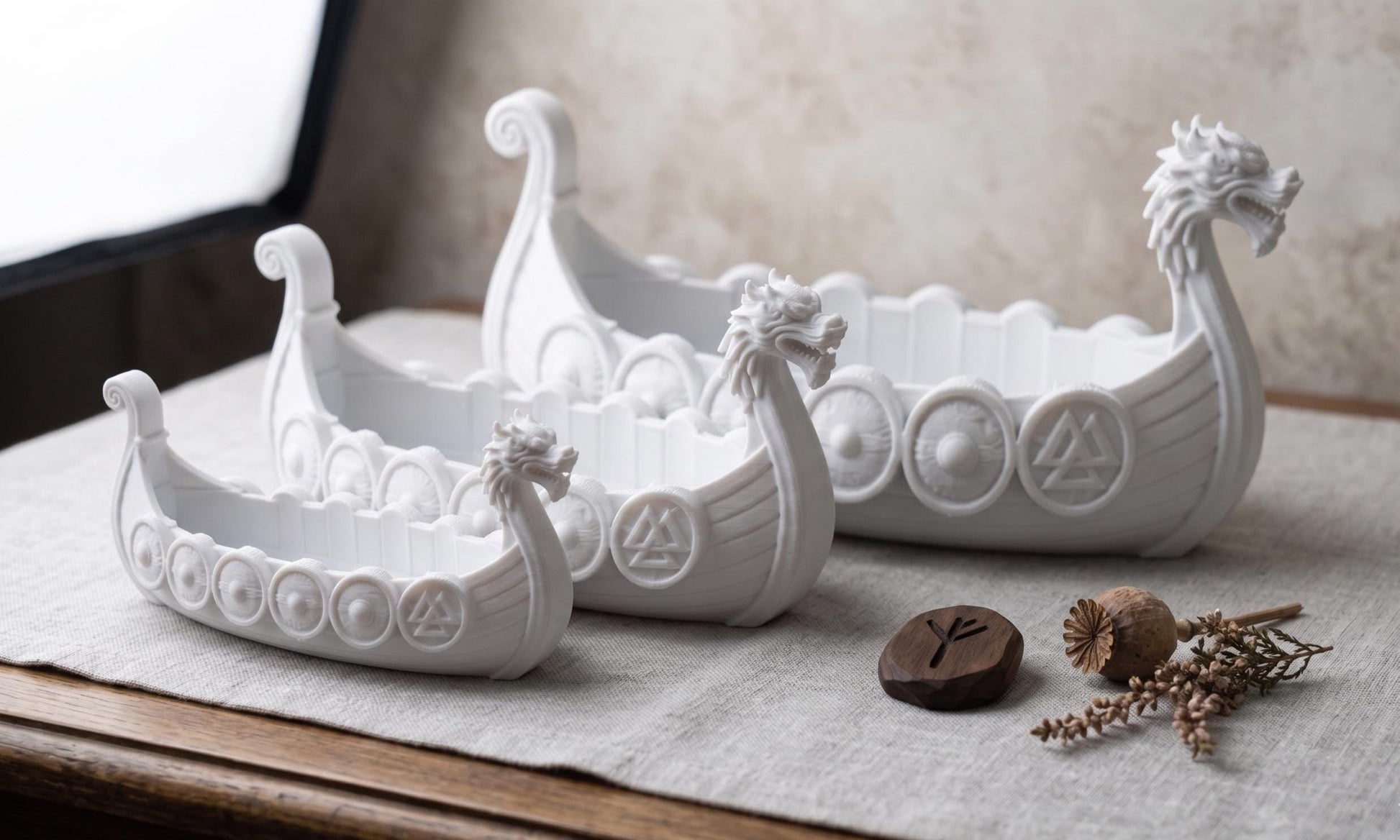 Viking Longship Home Decor - Viking Longship Planter Set, Norse Succulent Pot in Small Medium Large