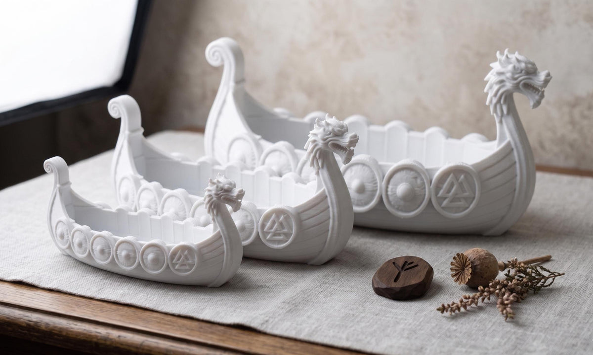 Viking Longship Home Decor - Viking Longship Planter Set, Norse Succulent Pot in Small Medium Large