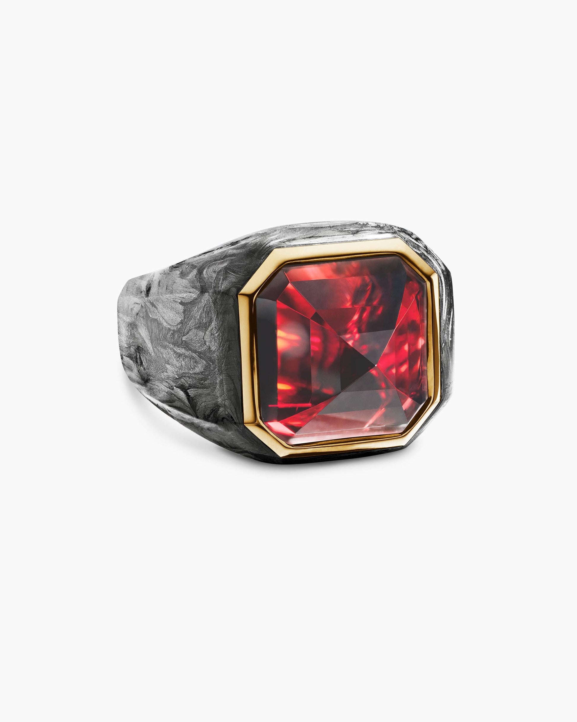 Viking Ring - 14k gold dwarven ring, brutalist signet ruby gemstone ring, fantasy viking nordic