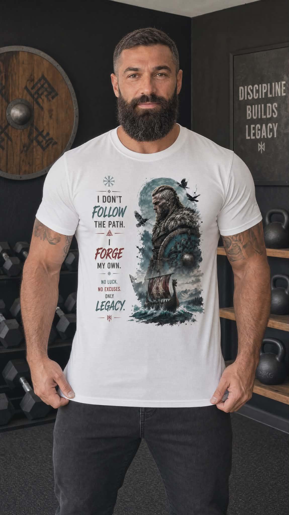 Viking T-Shirt - Viking Warrior Gym T-Shirt: Skål to Gains, Norse Motivation