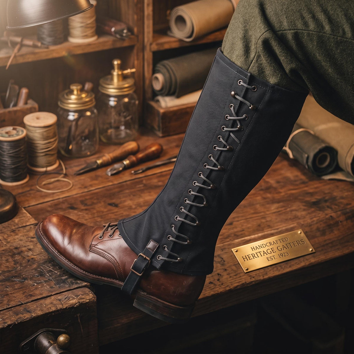 Viking Boots - Black Medieval Canvas Gaiters, Renaissance Leg Gaiters, Viking Spats, Pirate
