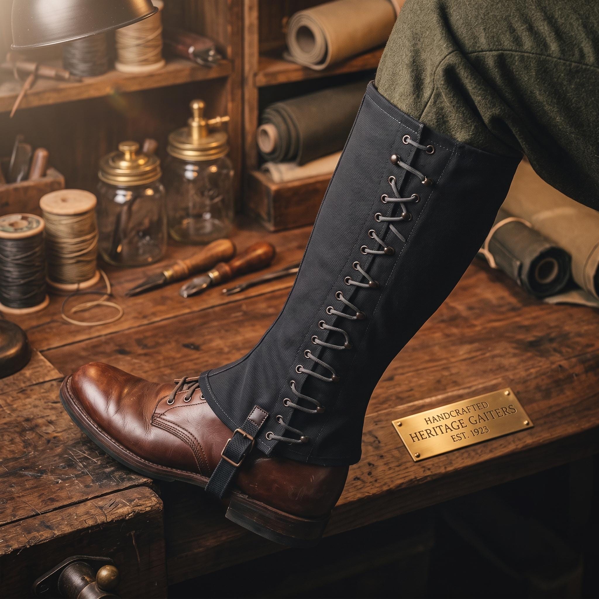 Viking Boots - Black Medieval Canvas Gaiters, Renaissance Leg Gaiters, Viking Spats, Pirate