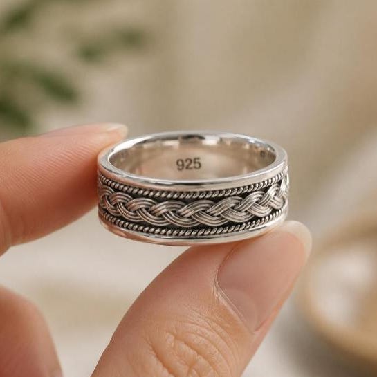 Viking Raven Ring - Sterling Silver Raven Ring, Celtic Knot Ring, Viking Raven Ring, Gothic Mens