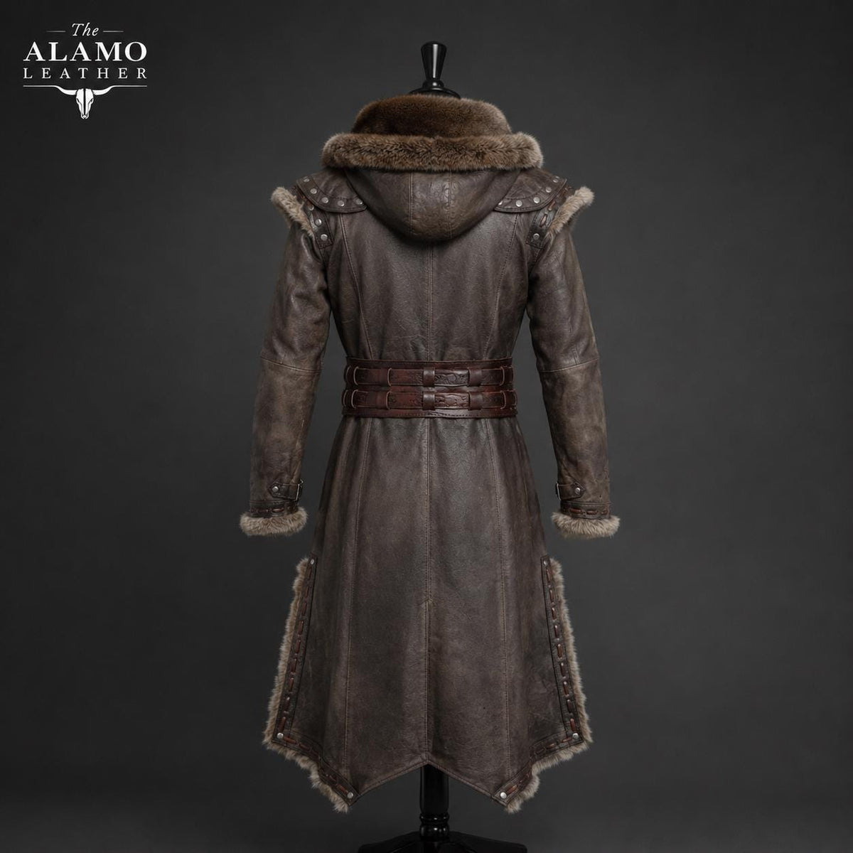 Viking Jacket - Viking Jarl Leather Coat Men Fur Collar Norse Warrior Medieval Fantasy Cosplay