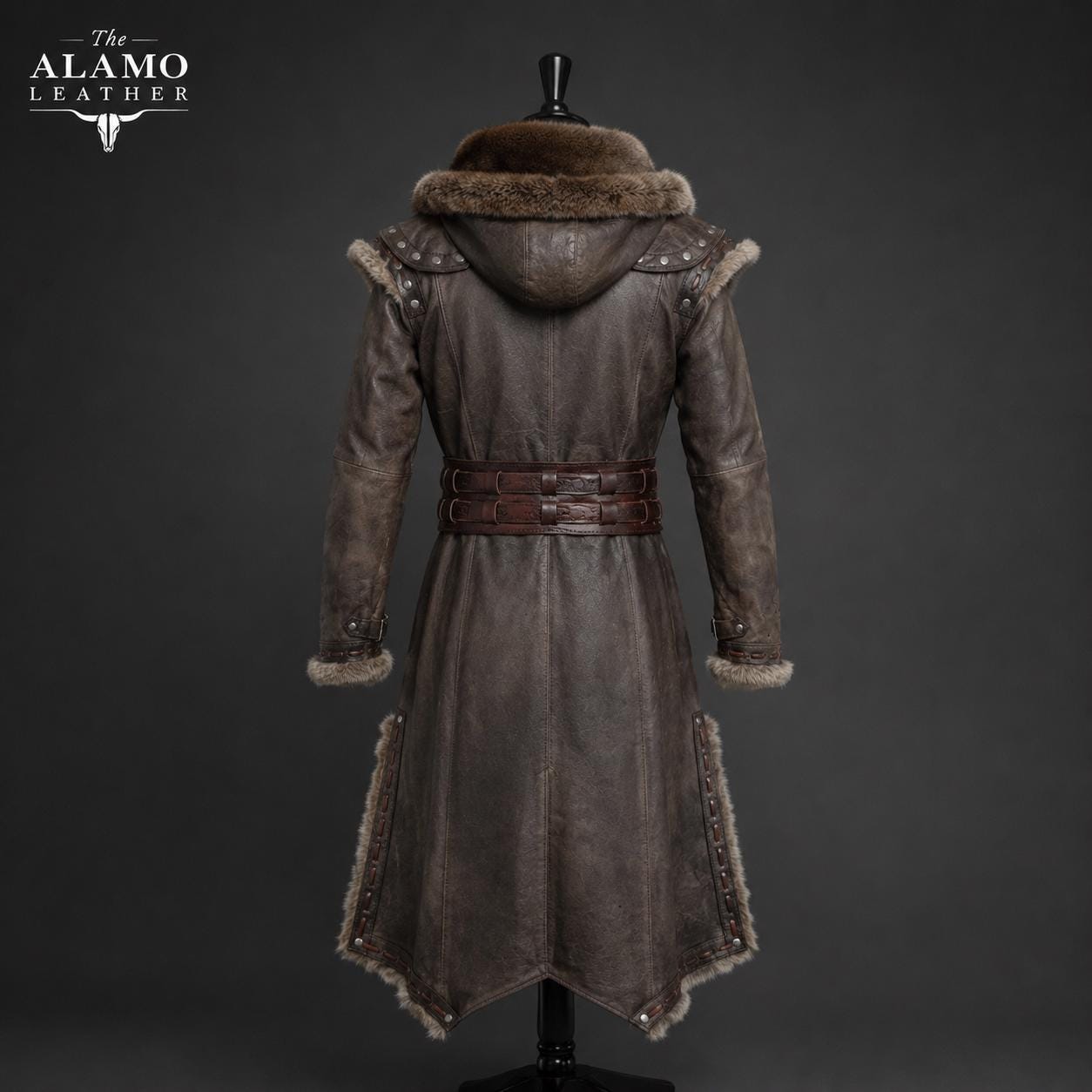 Viking Jacket - Viking Jarl Leather Coat Men Fur Collar Norse Warrior Medieval Fantasy Cosplay