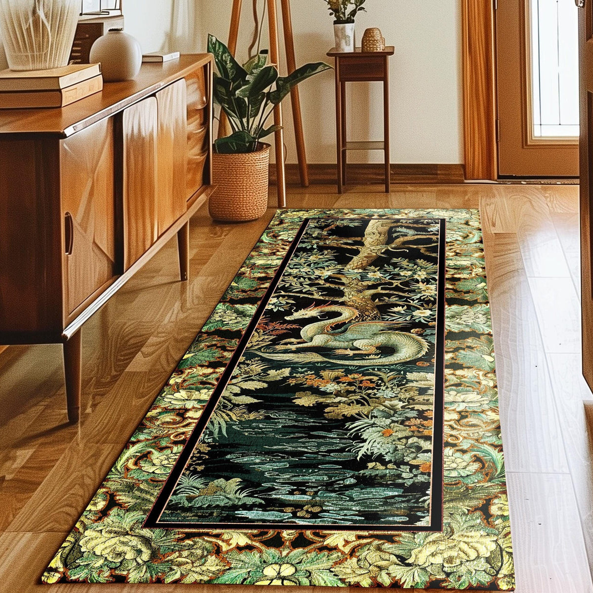 Viking Rug - Viking Axe Runner Rug: Blue Celtic Knot Carpet, Nordic Warrior Pattern, Fantasy Decor
