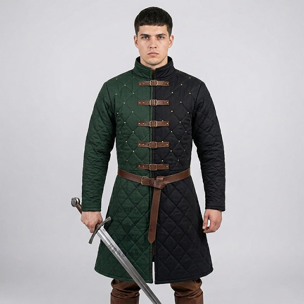 Viking Costume & LARP - Medieval Padded Gambeson Dark Gray for Viking & Renfaire Costume