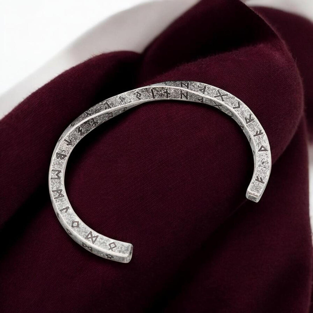 Viking Rune Bracelet, Stainless Steel Norse Cuff, Adjustable Nordic Bangle, Pagan Jewelry Gift for