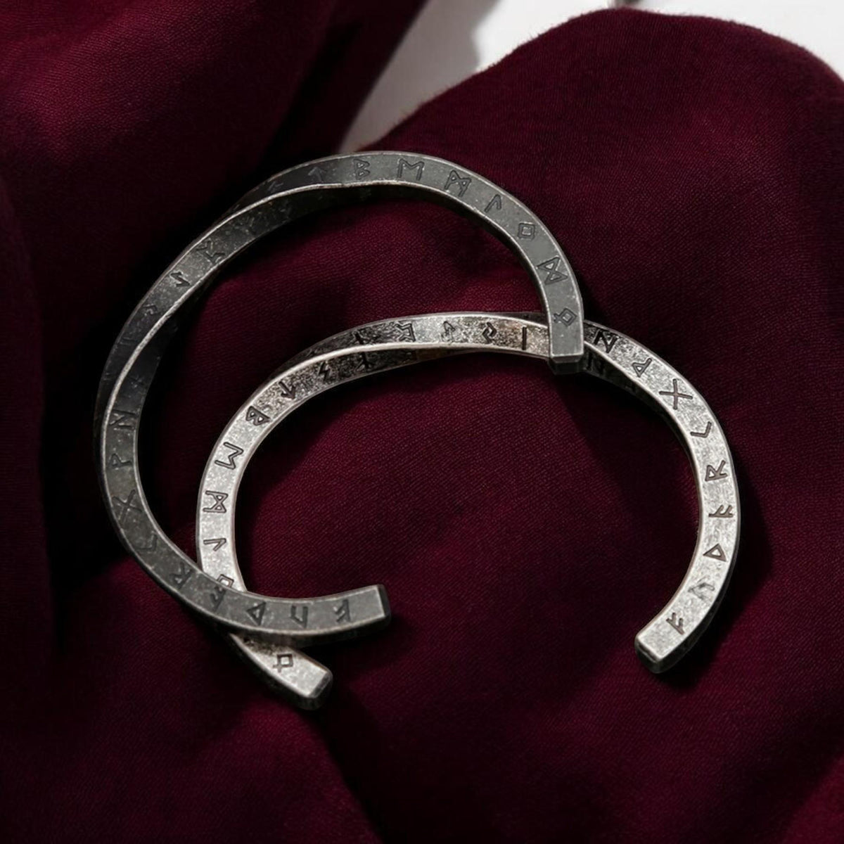 Viking Rune Bracelet, Stainless Steel Norse Cuff, Adjustable Nordic Bangle, Pagan Jewelry Gift for
